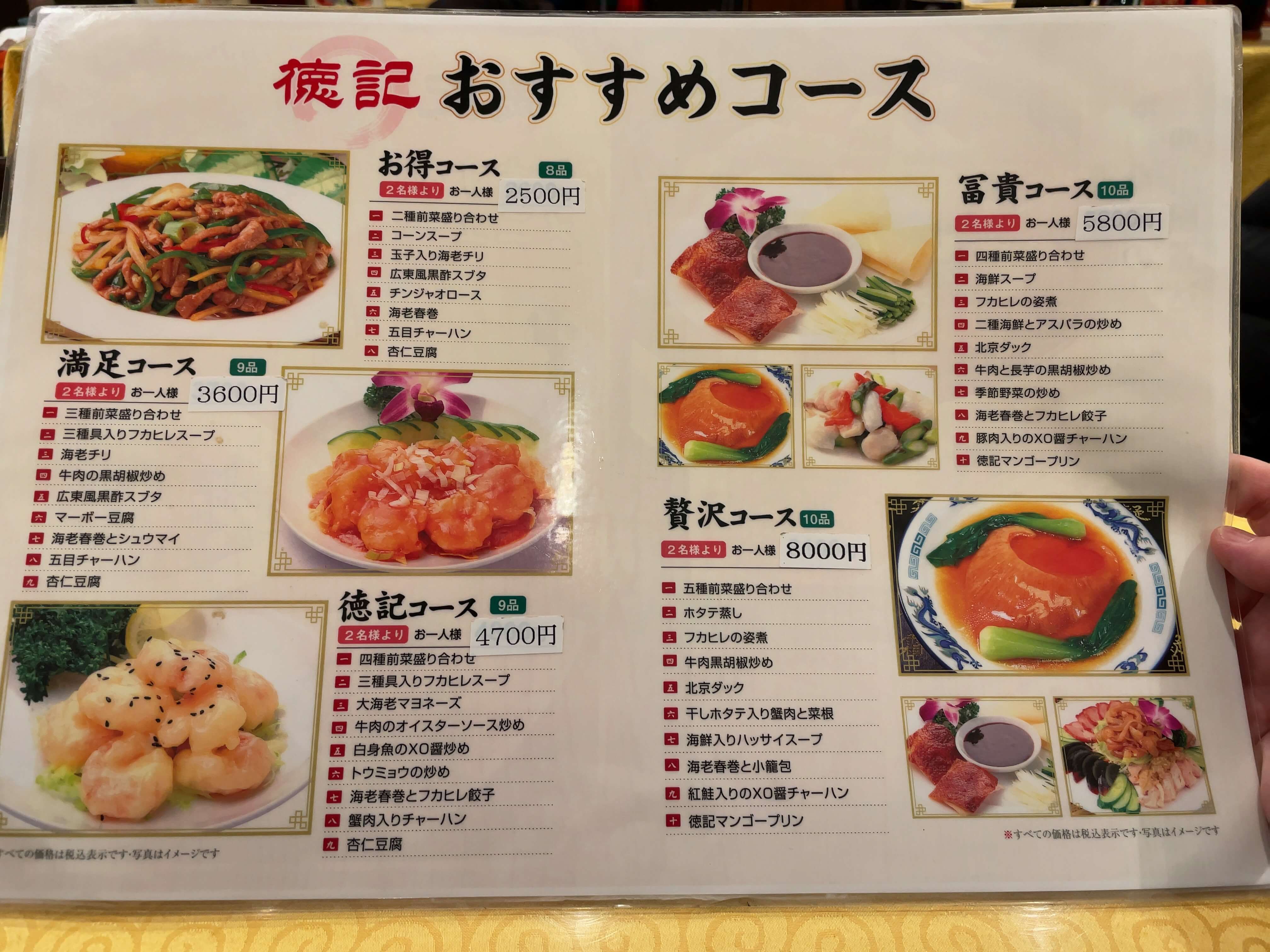 徳記　menu